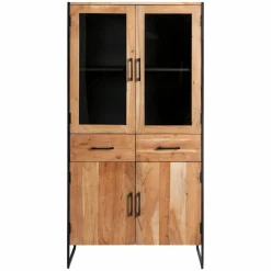 Vitrine en bois d'acacia et métal Bosco