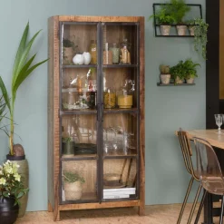 Vitrine en bois de manguier et métal Ambroisa