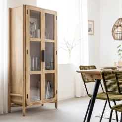 Vitrine haute en bois de manguier Nova